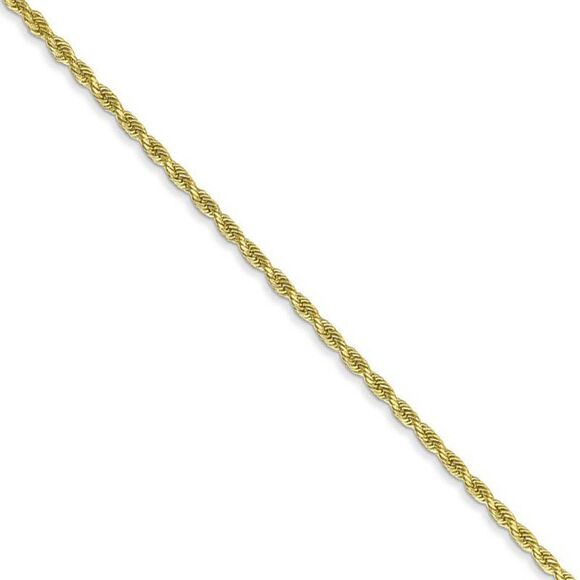 1.5mm, 10k Yellow Gold Diamond Cut Solid Rope Chain Necklace, 26 Inch - Picture 1 of 8